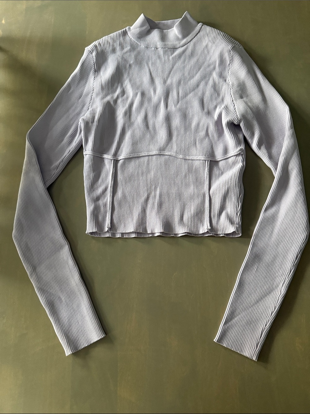Forever 21 Ribbed Mock Neck Long Sleeve Crop Top - Light Lavender